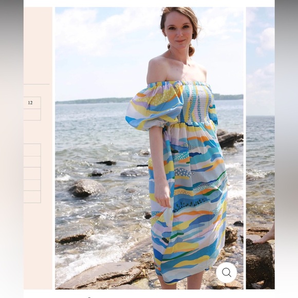 Jessie Zhao Landscape Smocked Cotton Silk Midi Dress - Picture 3 of 7